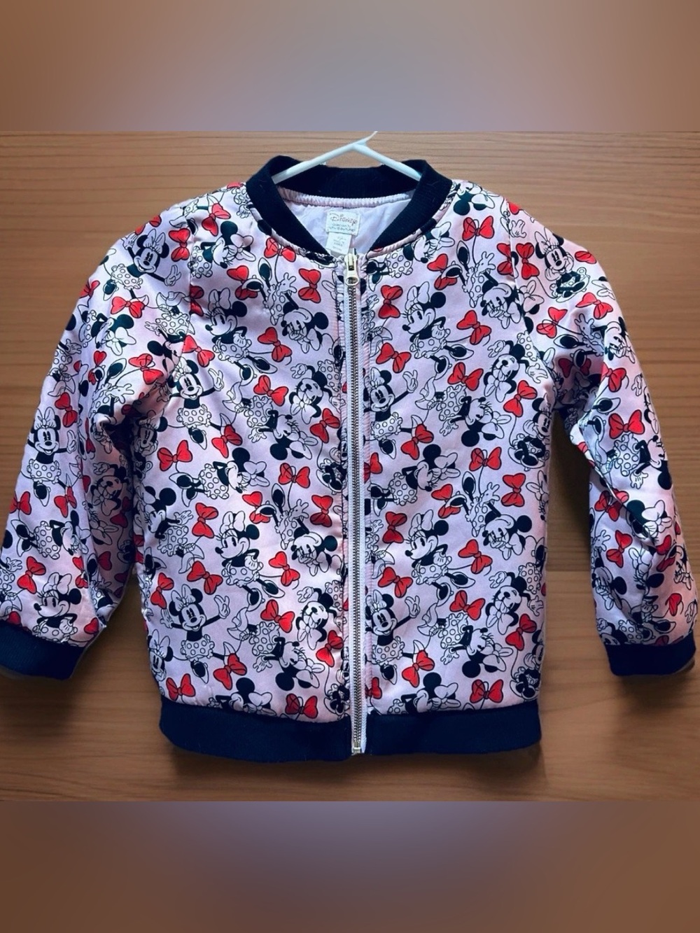Disney Tutu Couture Collection silky Minnie Mouse pink zip bomber jacket 7/8